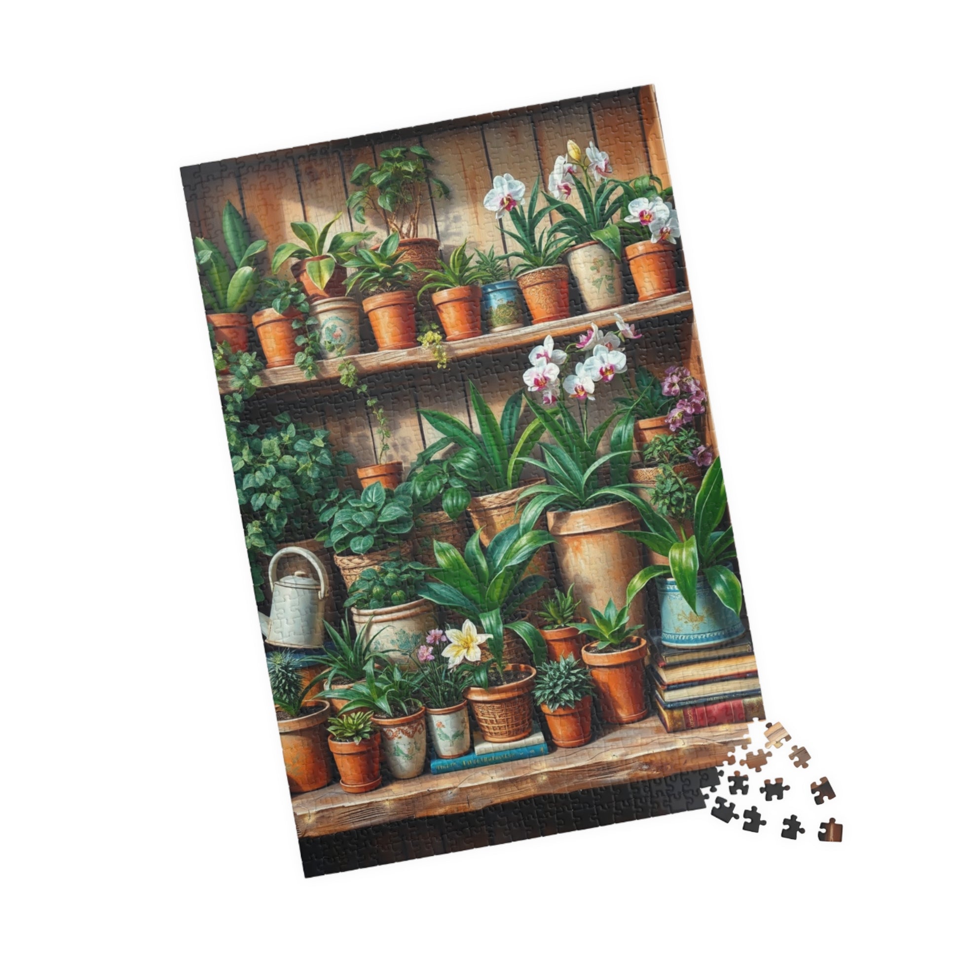 Botanical Garden Puzzle - Wooden Plant Shelf 110, 252, 520, 1014-piece | Nature Lover Gift, Family Activity, Botanical Art, Eco-Friendly Fun Puzzle The Puzzle Chest