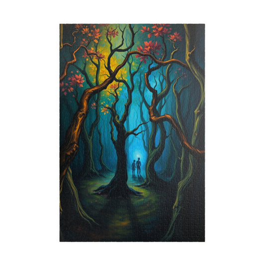Enchanting Forest Puzzle - Ghostly Figures and Blue Mist Gothic Jigsaw Game, Perfect Gift for Nature Lovers, Family Game Night, Relaxation 1014 pcs (Vertical) The Puzzle Chest