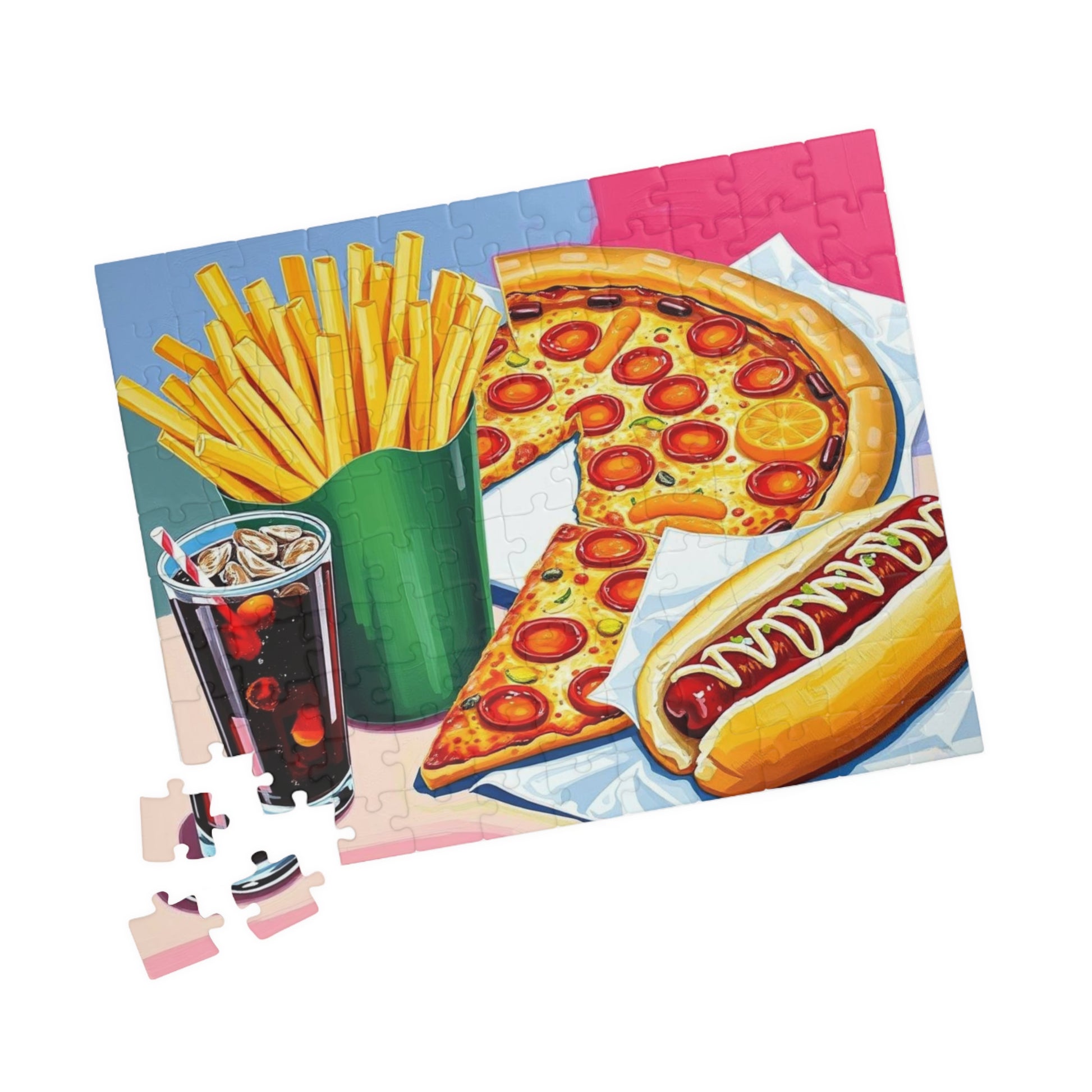 Fast Food Fun Puzzle - Pop Art Jigsaw Game Adult Gift for Food Lovers, Family Game Night, Unique Home Entertainment Puzzle The Puzzle Chest