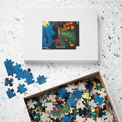 Haunted Pumpkin Patch Festive Halloween Jigsaw Puzzle, Ideal for Family Fun, Autumn Nights, Gift for Puzzle Lover, Cozy Home Activity