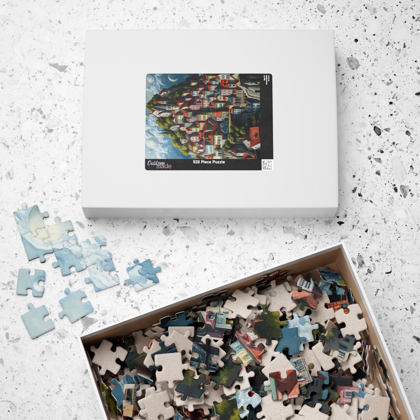 Whimsical Stacked Houses Puzzle, Hilltop Village Jigsaw Game for Adults, Ideal for Family Game Nights, Mental Exercise, Friend Gift for Puzzle Fan The Puzzle Chest
