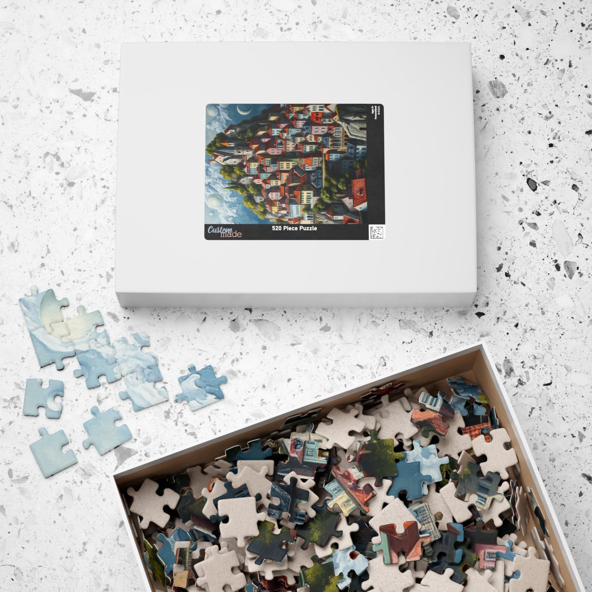 Whimsical Stacked Houses Puzzle, Hilltop Village Jigsaw Game for Adults, Ideal for Family Game Nights, Mental Exercise, Friend Gift for Puzzle Fan The Puzzle Chest
