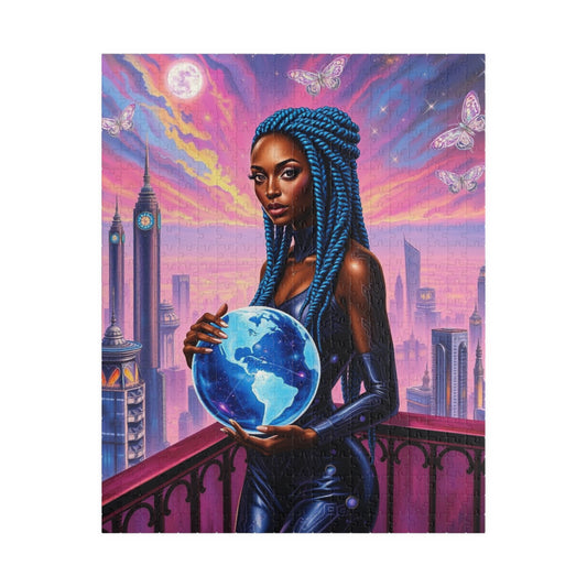 Futuristic African American Woman Art Puzzle - Empowering Black Female Representation, Mindful Activity, Art Lover Gift, Family or Solo Fun 520 pcs (Vertical) Puzzle The Puzzle Chest