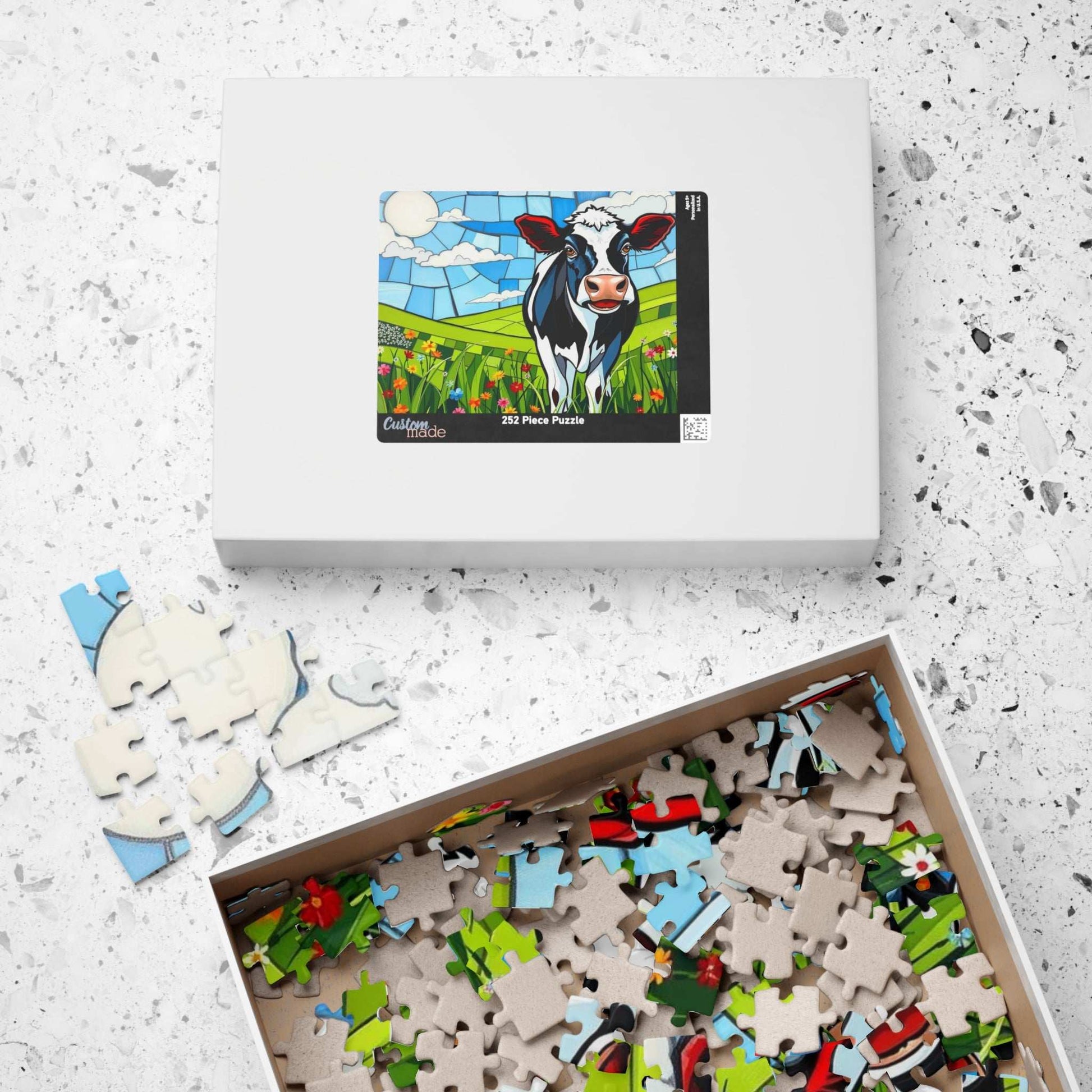 Pasture Bloom Cow Puzzle - Fun Farm Themed Jigsaw, 110-1014 Piece Engaging Family Activity, Mindful Brain Teaser, Unique Animal Lover Gift