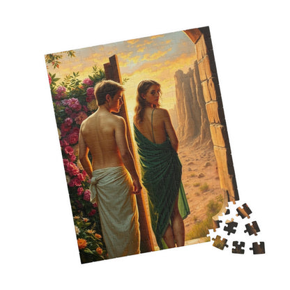 Religious Jigsaw Puzzle - Adam and Eve Leaving the Garden of Eden, Christian Puzzle Lover Gift for Friend, Mindful Family Activity, Solo Fun