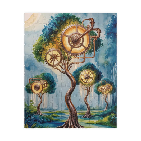Jigsaw Puzzle - Surreal Landscape with Glowing Gears and Clockwork, Trippy 110, 252, 520, 1014-Piece Puzzle, Unique Gift for Puzzle Lover 110 pcs (Vertical) Puzzle The Puzzle Chest