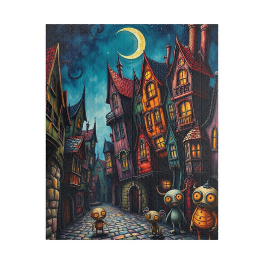 Whimsical Halloween Village Jigsaw Puzzle, 110-1014 Piece Dark Fantasy Art Nighttime Scene, Perfect for Family Game Night, Puzzle Lover Gift 520 pcs (Vertical) The Puzzle Chest