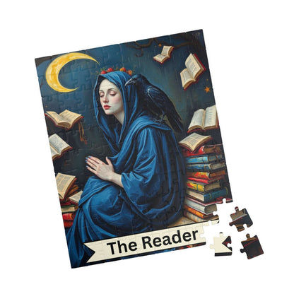 The Reader Mystical Tarot Card Jigsaw Puzzle: Books, Raven, Moon - Hobby Game 110 pcs (Vertical) Puzzle The Puzzle Chest