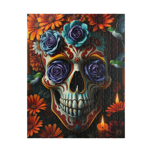 Colorful Skull Puzzle | Day of the Dead Jigsaw Game for Adults, Gift for Puzzle and Gothic Art Lovers, Mental Exercise, Fun Solo Activity 252 pcs (Vertical) Puzzle The Puzzle Chest