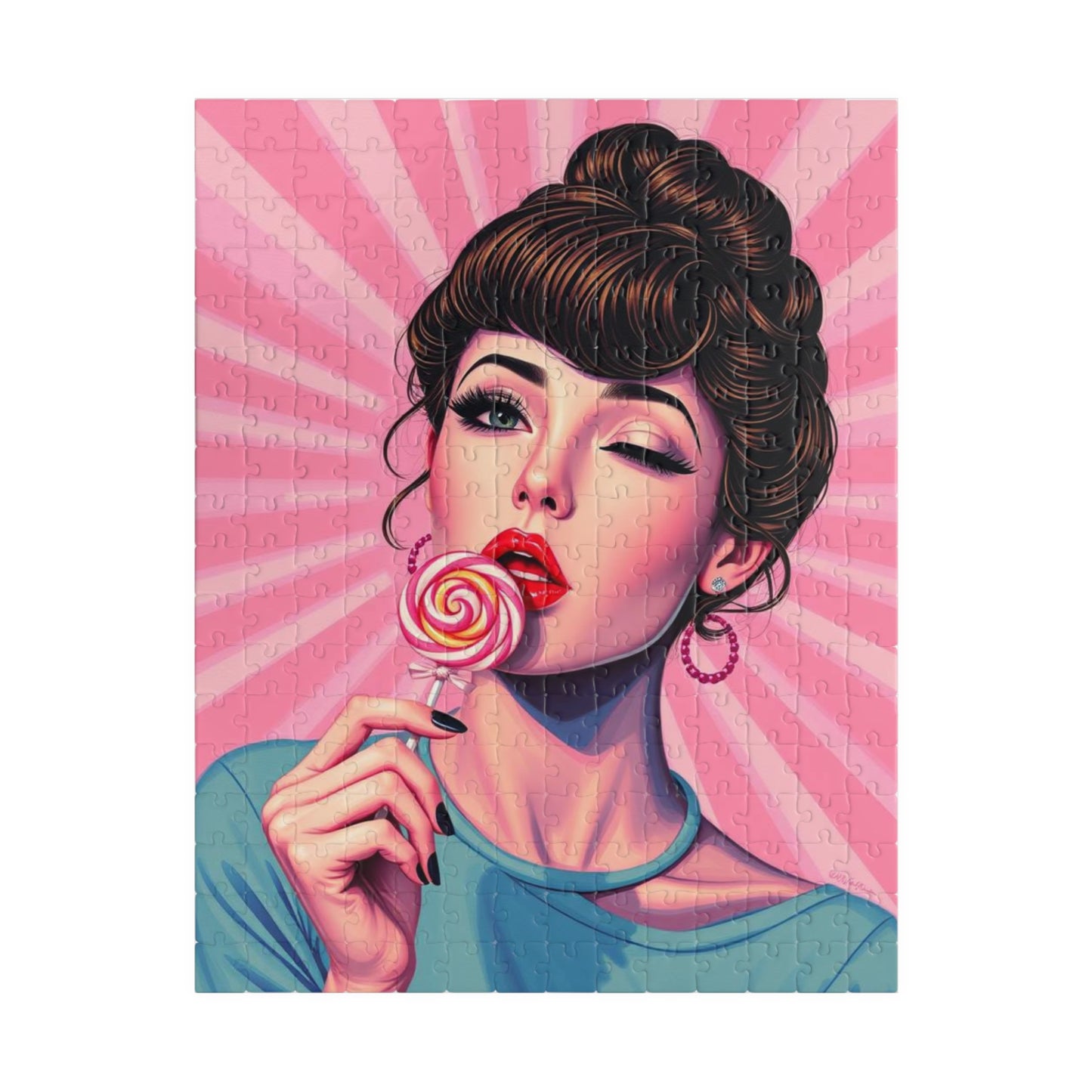 Candy Girl Pop Art Jigsaw Puzzle, Vintage Glamour Puzzle 110 - 1014-piece, Retro Gift for Puzzle Lovers, Home Activity, Fun Collectible