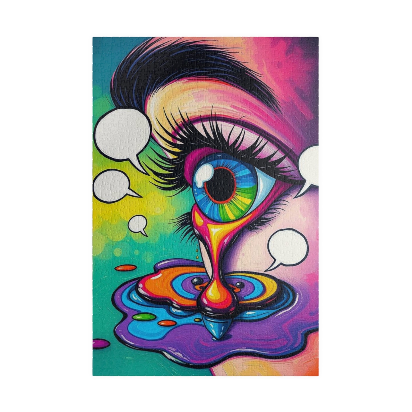 Comic Eye Jigsaw Puzzle - Vibrant Pop Art Jigsaw Game for Adults, Multicolored Tears Speech Bubbles, Family Home Entertainment Brain Teaser 1014 pcs (Vertical) Puzzle The Puzzle Chest