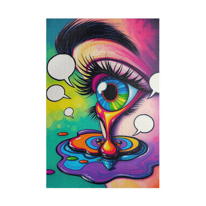 Comic Eye Jigsaw Puzzle - Vibrant Pop Art Jigsaw Game for Adults, Multicolored Tears Speech Bubbles, Family Home Entertainment Brain Teaser 1014 pcs (Vertical) Puzzle The Puzzle Chest