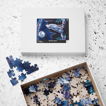 Mythical Jigsaw Puzzle - Wolf Howling at the Moon, 110/252/520/1014 Piece Animal Fun Family Tabletop Game, Best Unique Gift, Puzzle Lover