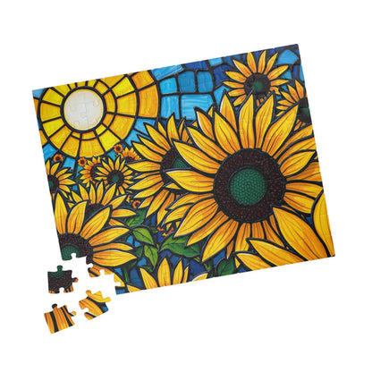 Bright Floral Horizon Sunflower Field Puzzle, Nature Art Landscape Jigsaw Game for Family Game Night, Adult Puzzle Lover Gift, Brain Teaser