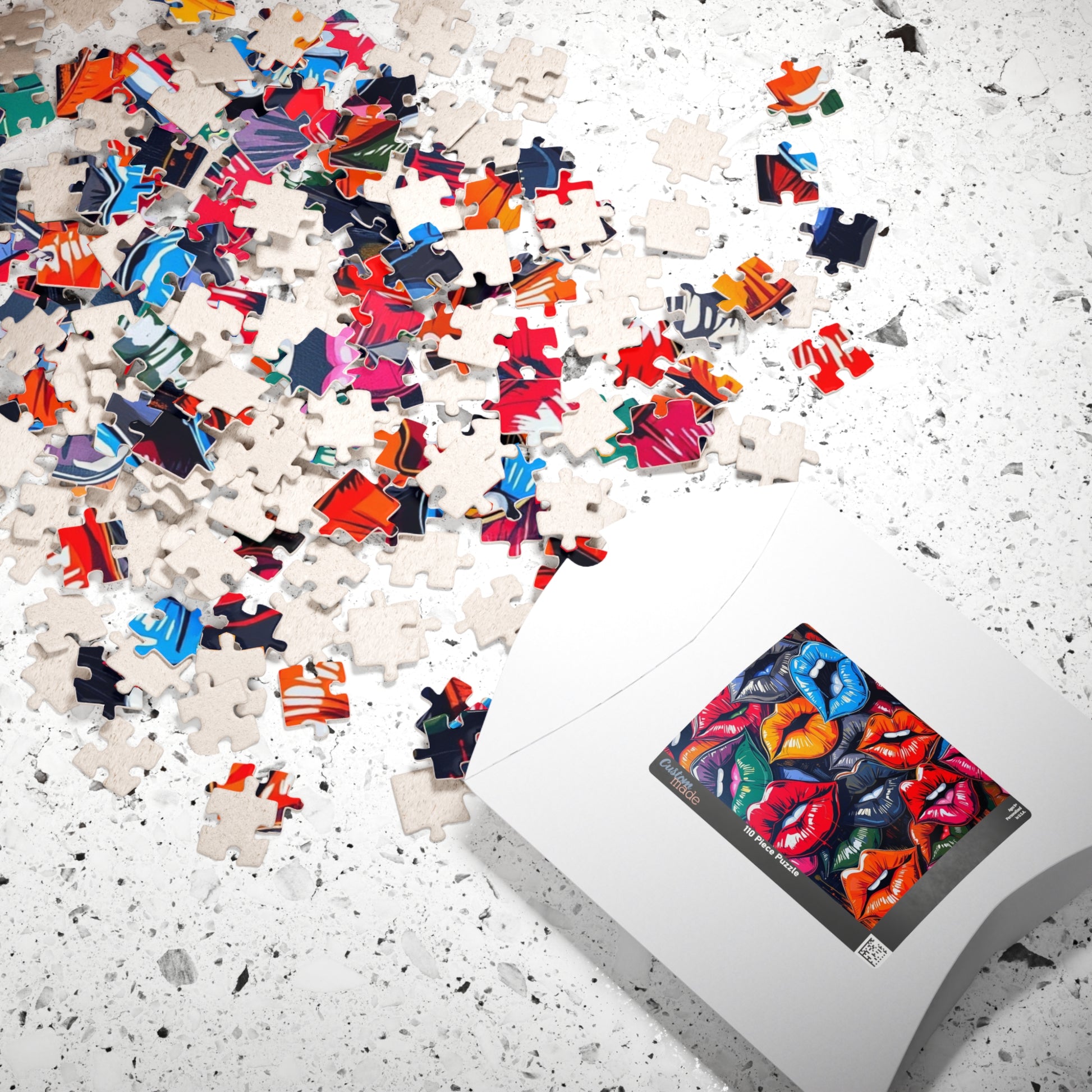Colorful Lips Jigsaw Puzzle, Lipstick Kisses Collage, Fun Activity, Creative Hobby, Gift for Puzzle Lovers Art Enthusiast, Brain Teaser Game Puzzle The Puzzle Chest