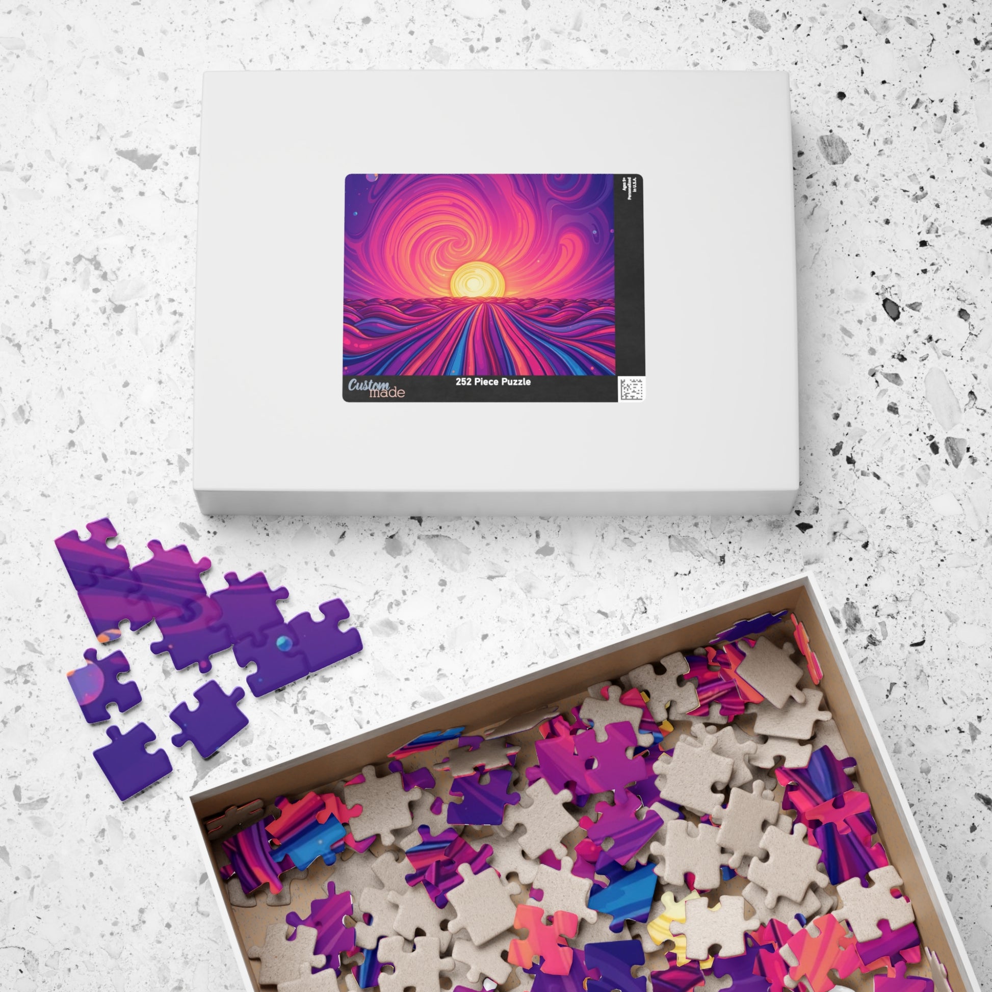 Abstract Sunrise Jigsaw Puzzle, Swirling Sun Illustration, Colorful Horizon for Puzzle Lovers Art Enthusiasts Hobbyists, Best Unique Gift Puzzle The Puzzle Chest