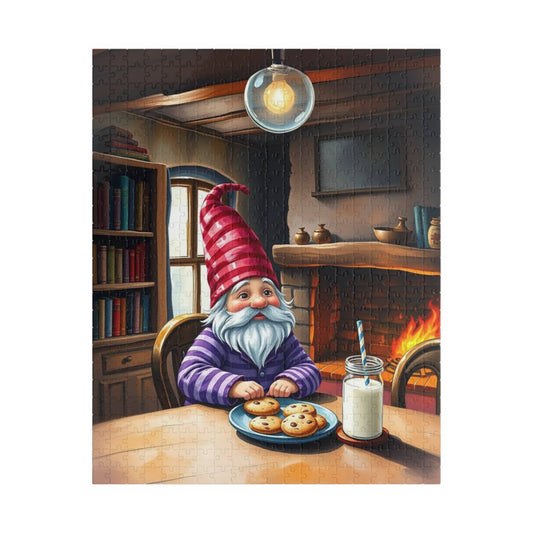 Cottagecore Gnome Eating Cookies – Vintage Pajamas Nighttime Jigsaw Puzzle Puzzle The Puzzle Chest