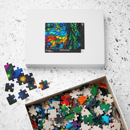Radiant Understory Landscape Jigsaw Puzzle, Stained Glass Style Nature-Themed Abstract Puzzle for Family Fun, Gifts, Home Decor, Game Nights