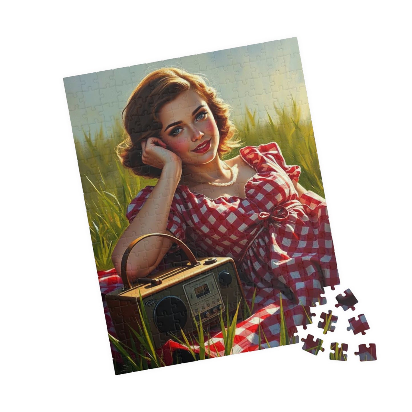 Retro Picnic Puzzle with Vintage Radio Design, Jigsaw for Family Game Night Home Entertainment, Creative Gift Idea, Mindful Brain Teaser Puzzle The Puzzle Chest