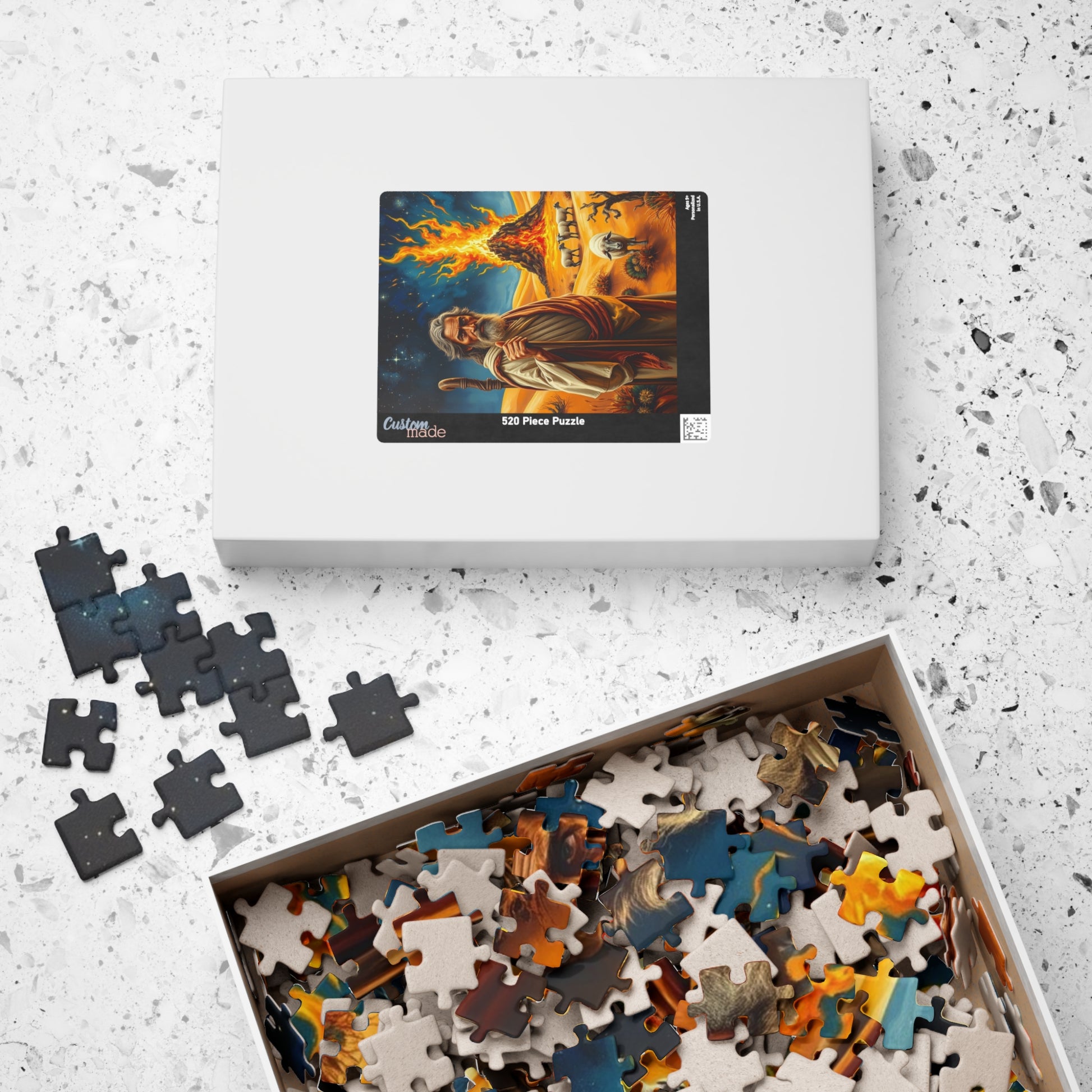 Religious Art Jigsaw Puzzle, 110-1014 Piece Burning Bush Christian Spiritual Gift, Faith-Based Family Game Bible Story Illustration, Mindful Puzzle The Puzzle Chest