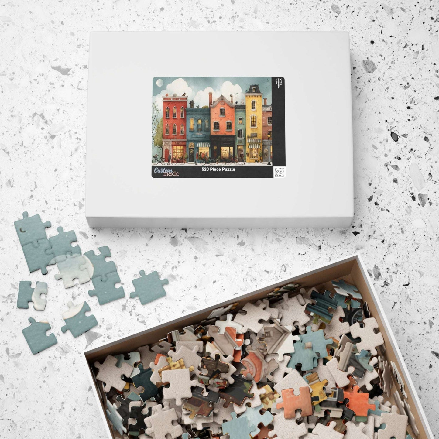 Colorful Townhouse Street Illustration Jigsaw Puzzle