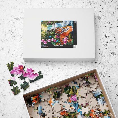 Puzzle, Tiger and Waterfall Scene, Jungle Wildlife Jigsaw, 110-1014 Piece, Relaxing Wildlife Puzzle, Family Fun Activity, Nature Lover Gift Puzzle The Puzzle Chest