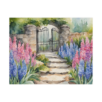 Jigsaw Puzzle, Stone Pathway Hyacinth Garden Scene, 110 252 520 1014-piece, Gift for Gardeners, Relaxing Hobby, Mindfulness Activity, Mental 520 pcs (Horizontal) Puzzle The Puzzle Chest