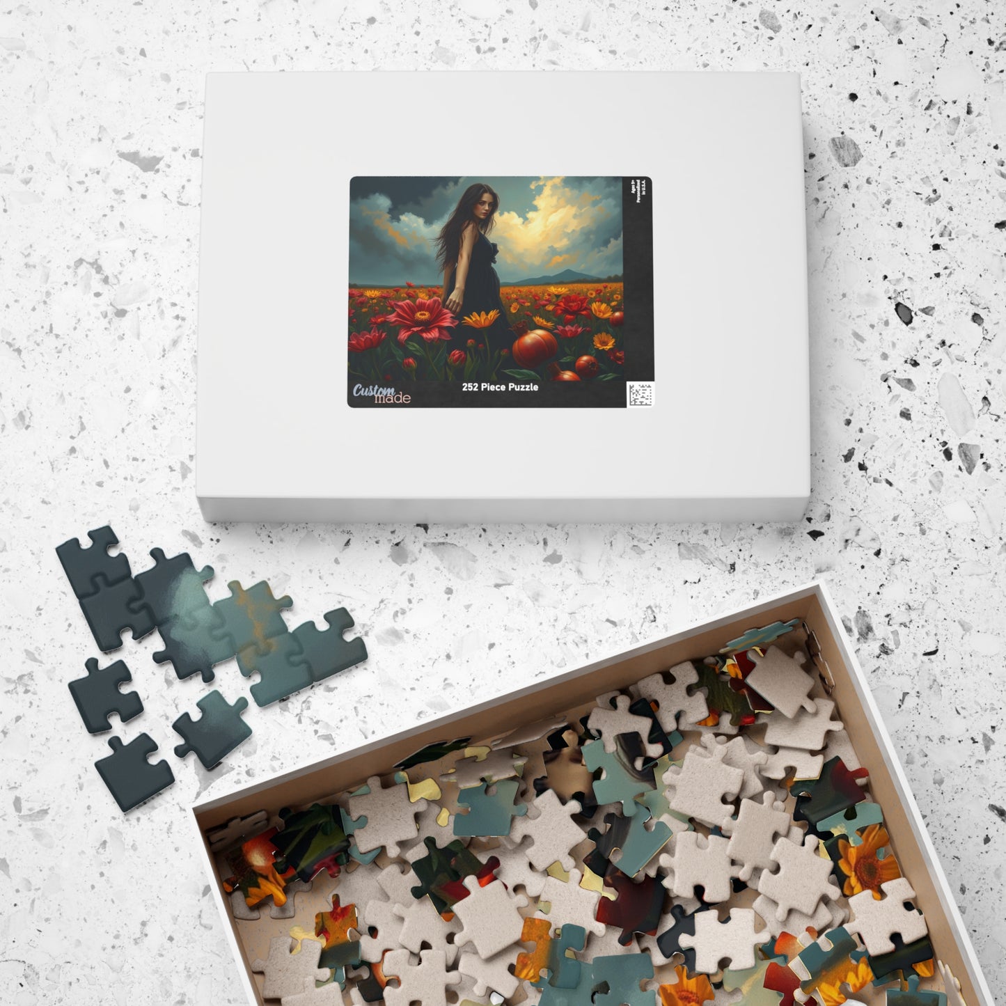 Gothic Floral Jigsaw Puzzle, Lone Figure in Flower Field Dark Fantasy Art Puzzle for Adult, Indoor Leisure Activity, Gift for Family Friends Puzzle The Puzzle Chest