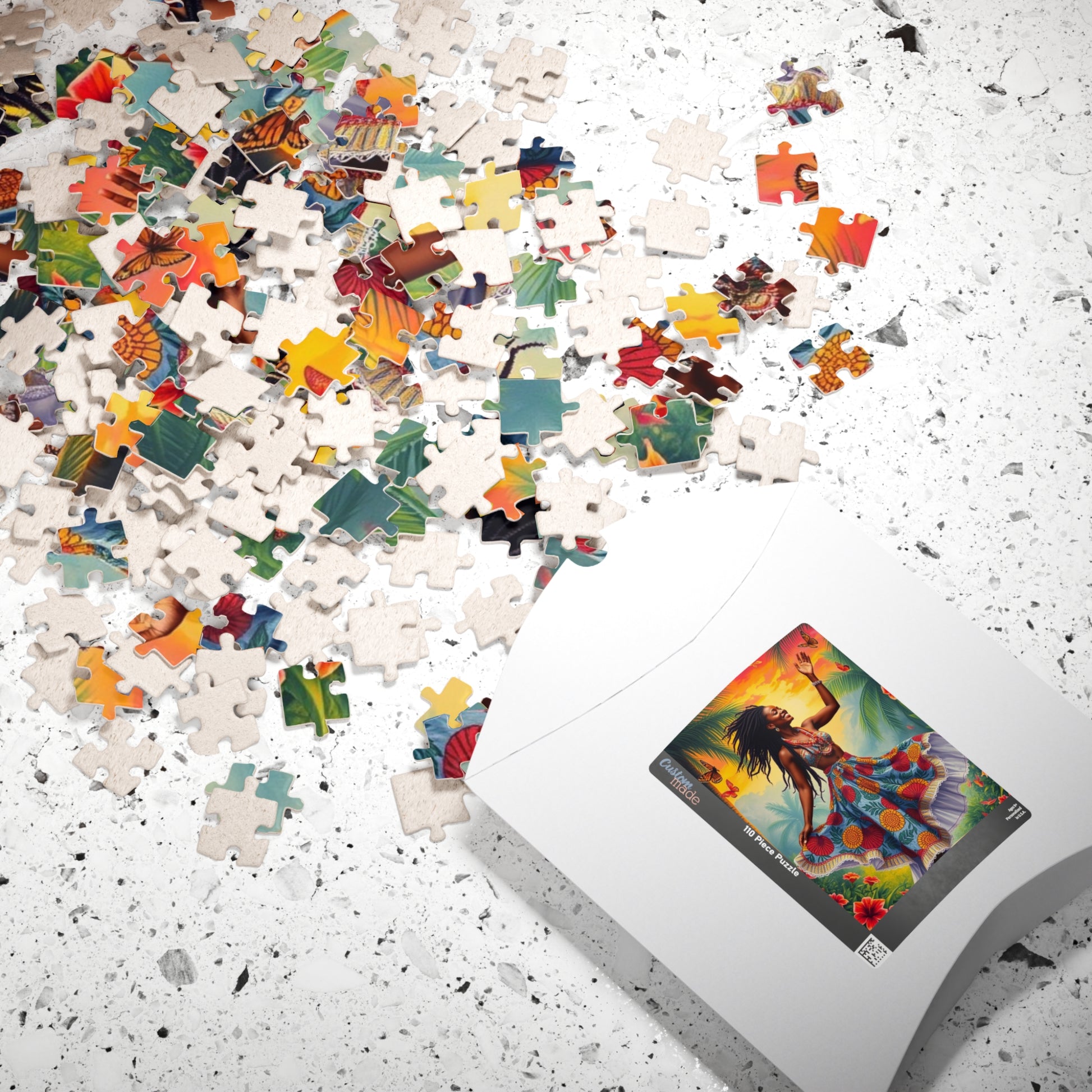 Vibrant Dance Puzzle Colorful Black Art Piece Puzzle, Afrocentric Tropical Vibe Jigsaw Game for Friend Gift for Art Lover Home Entertainment Puzzle The Puzzle Chest