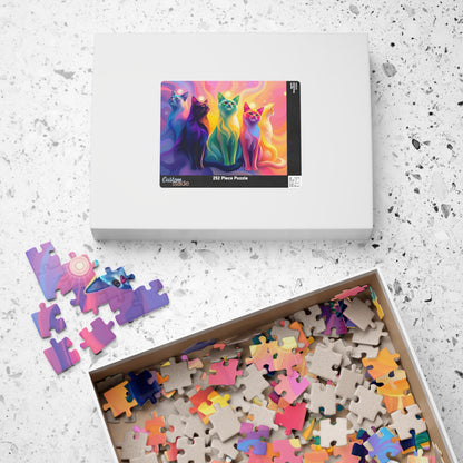 Abstract Cat Jigsaw Puzzle with Rainbow Gradient and Light Aura, Animal Artwork for Art Lover Collector Hobbyist, Best Unique Gift, Colorful Puzzle The Puzzle Chest