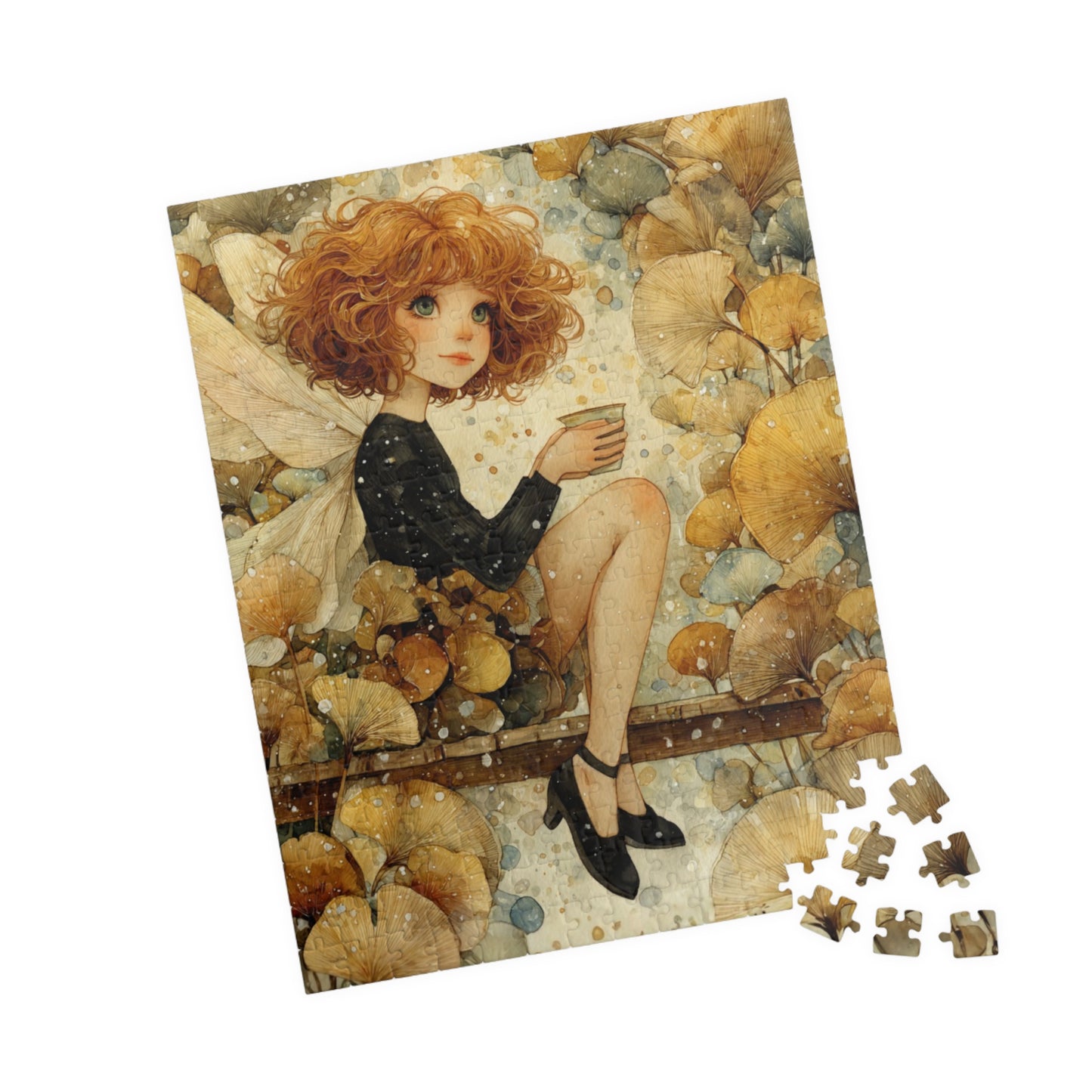 Misty Forest Fairy Jigsaw Puzzle - Enchanted Autumn Fairy Watercolor Woodland Bridge Fantasy Art 252 pcs (Vertical) Puzzle The Puzzle Chest