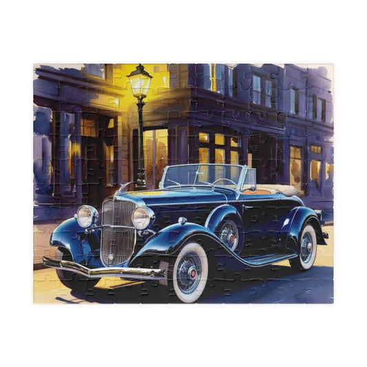 Vintage Car Puzzle, 1930s Convertible Retro Streetlamp Jigsaw Game, Brain Teaser, Family Activity, Home Decor, Holiday Gift for Him or Her 110 pcs (Horizontal) Puzzle The Puzzle Chest