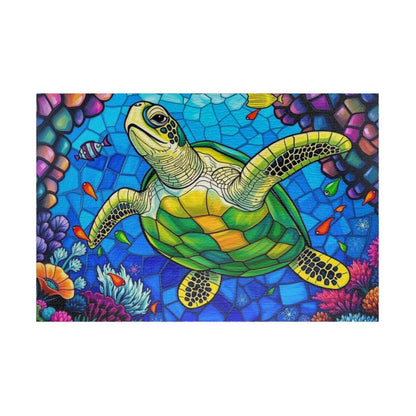 Coral Dreams Sea Turtle Puzzle - Stained Glass Style, 110-1014 Piece Ocean Themed Jigsaw for Solo Fun Family Activity, Marine Life Gift