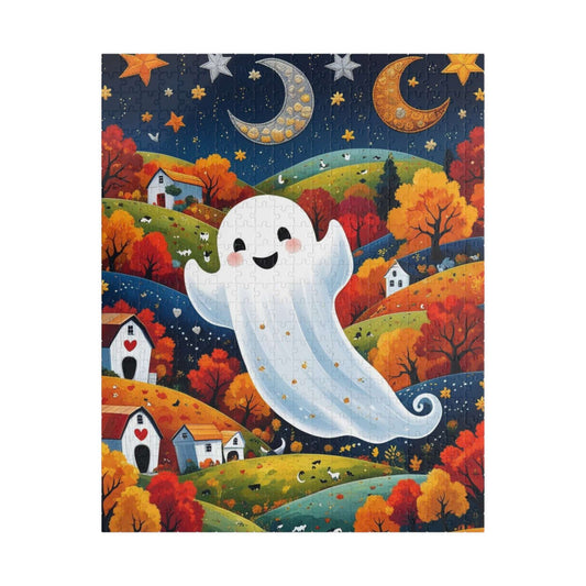 Folk Art Halloween Ghost Jigsaw Puzzle