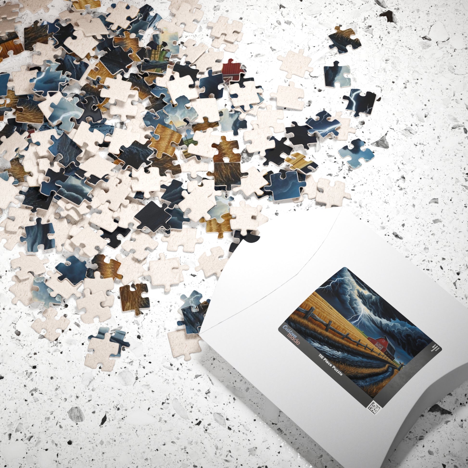 Stormy Barn Scene Puzzle | Relaxing Home Activity, Farmhouse Decor, Family Game Night, Nature Lover Gift, Rainy Day Fun Puzzle The Puzzle Chest