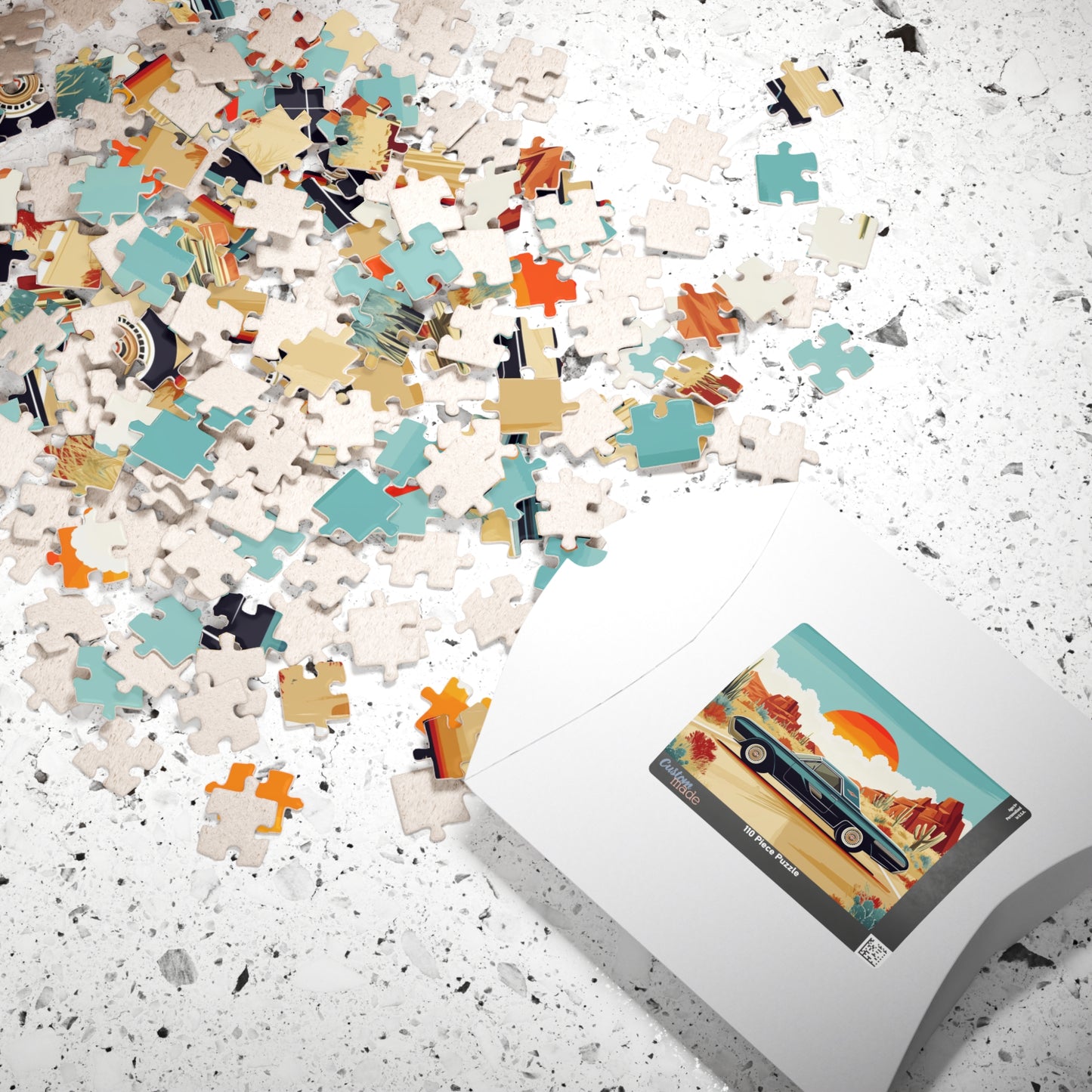 Retro Muscle Car Desert Sunset Puzzle | 110-1014 Piece Jigsaw