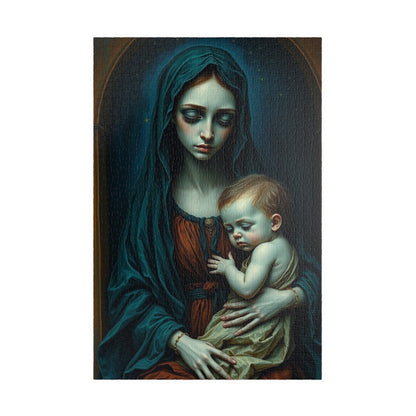 Sorrowful Mother and Child Puzzle - Gothic Art Jigsaw Game 110, 252, 520, 1014-piece, Home Decor, Best Unique Gift, Family Time, Art Lovers 1014 pcs (Vertical) Puzzle The Puzzle Chest