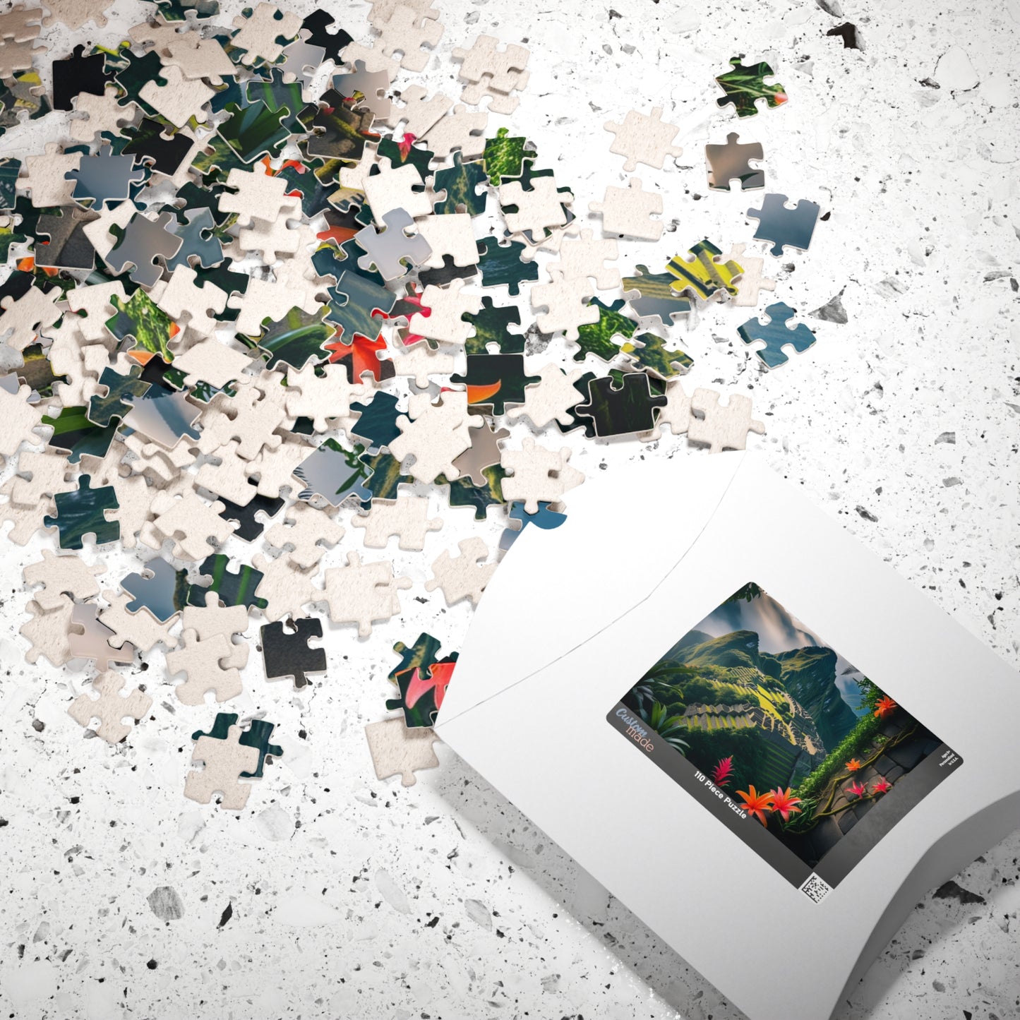 Machu Picchu Historic Landmark Puzzle, Jungle Vines Tropical Flowers, South American Travel Jigsaw Game, Nature Inspired Puzzle Lover Gift Puzzle The Puzzle Chest