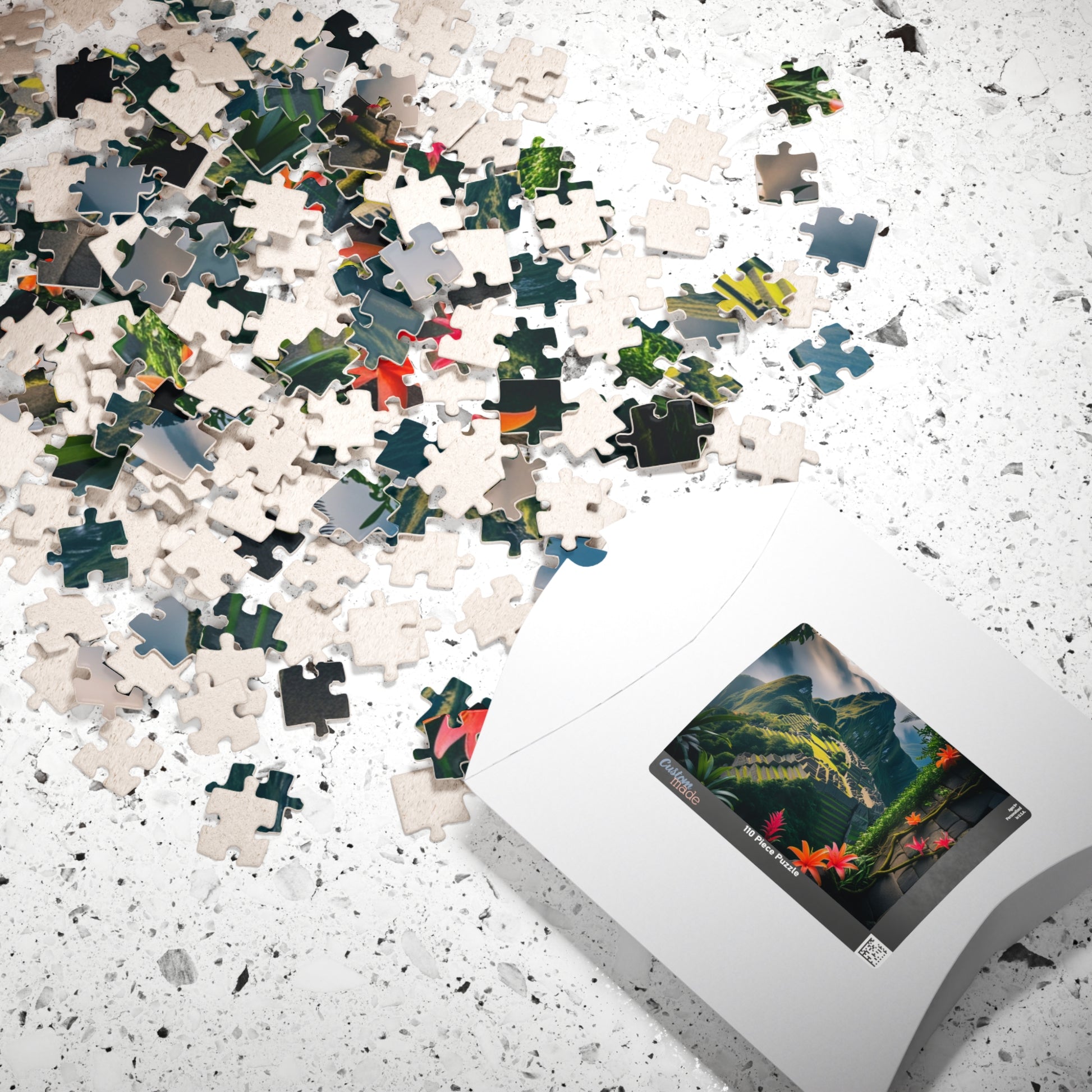 Machu Picchu Historic Landmark Puzzle, Jungle Vines Tropical Flowers, South American Travel Jigsaw Game, Nature Inspired Puzzle Lover Gift Puzzle The Puzzle Chest