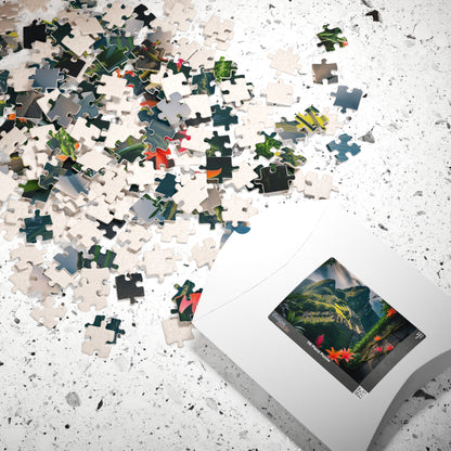 Machu Picchu Historic Landmark Puzzle, Jungle Vines Tropical Flowers, South American Travel Jigsaw Game, Nature Inspired Puzzle Lover Gift Puzzle The Puzzle Chest