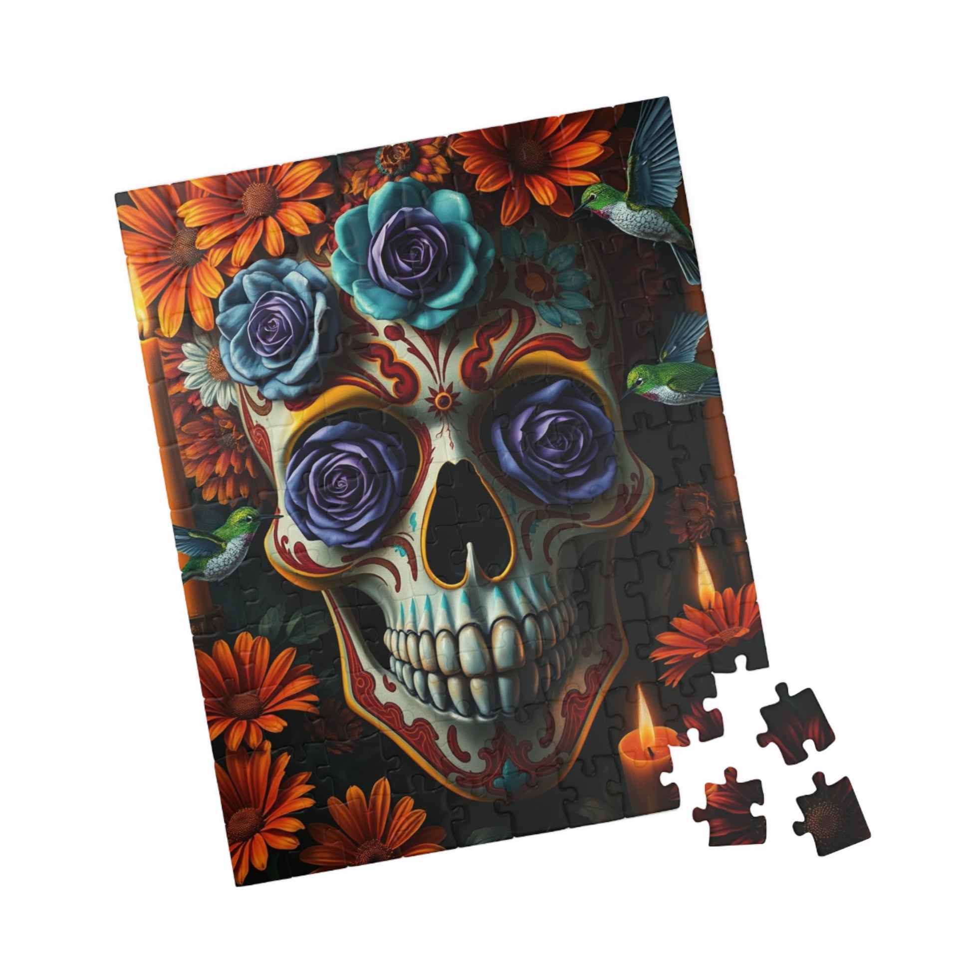 Colorful Skull Puzzle | Day of the Dead Jigsaw Game for Adults, Gift for Puzzle and Gothic Art Lovers, Mental Exercise, Fun Solo Activity Puzzle The Puzzle Chest
