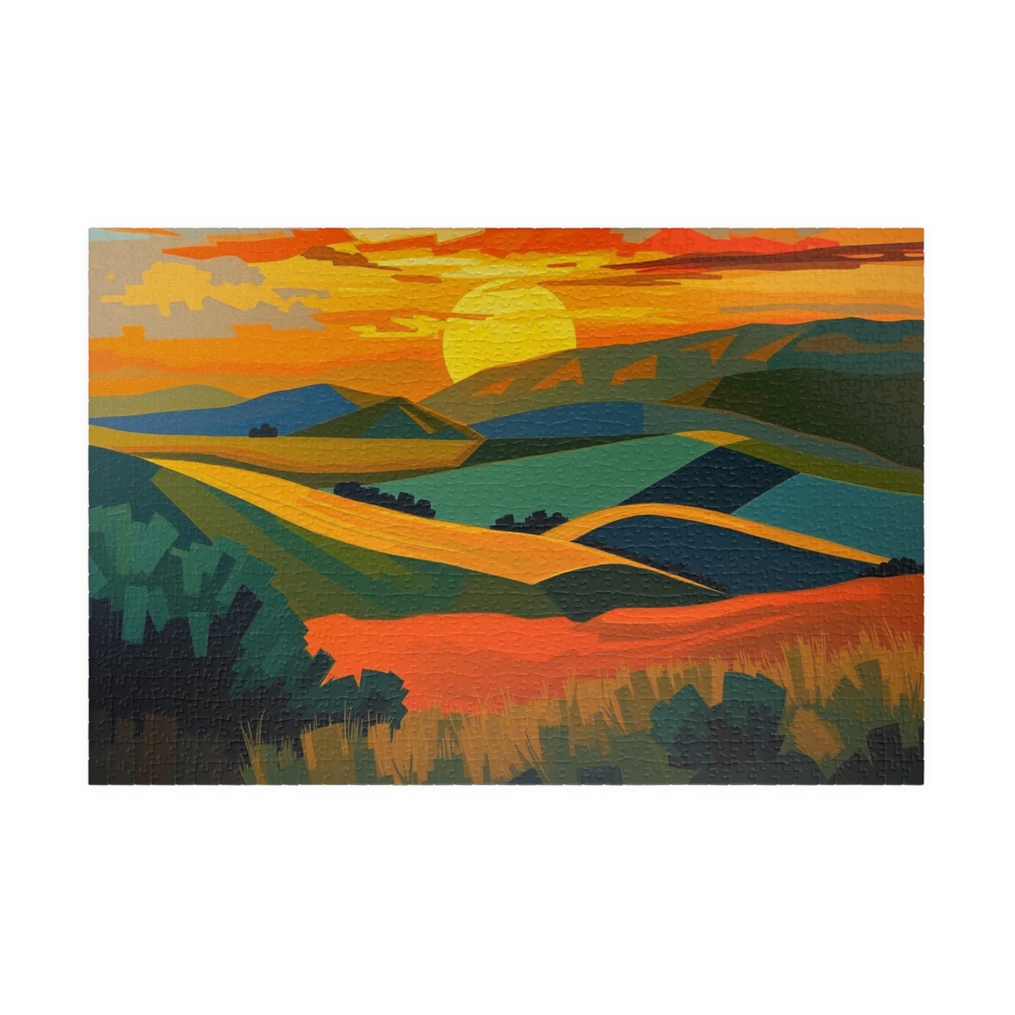Sunset Landscape Puzzle, Abstract Jigsaw Game, Colorful Nature Art Puzzle for Adult 1014 pcs (Horizontal) Puzzle The Puzzle Chest