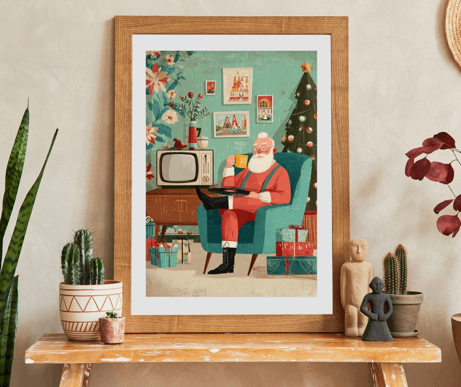 Christmas Puzzle - Santa's Cozy Livingroom Jigsaw, Retro Cartoon Illustration Puzzle The Puzzle Chest
