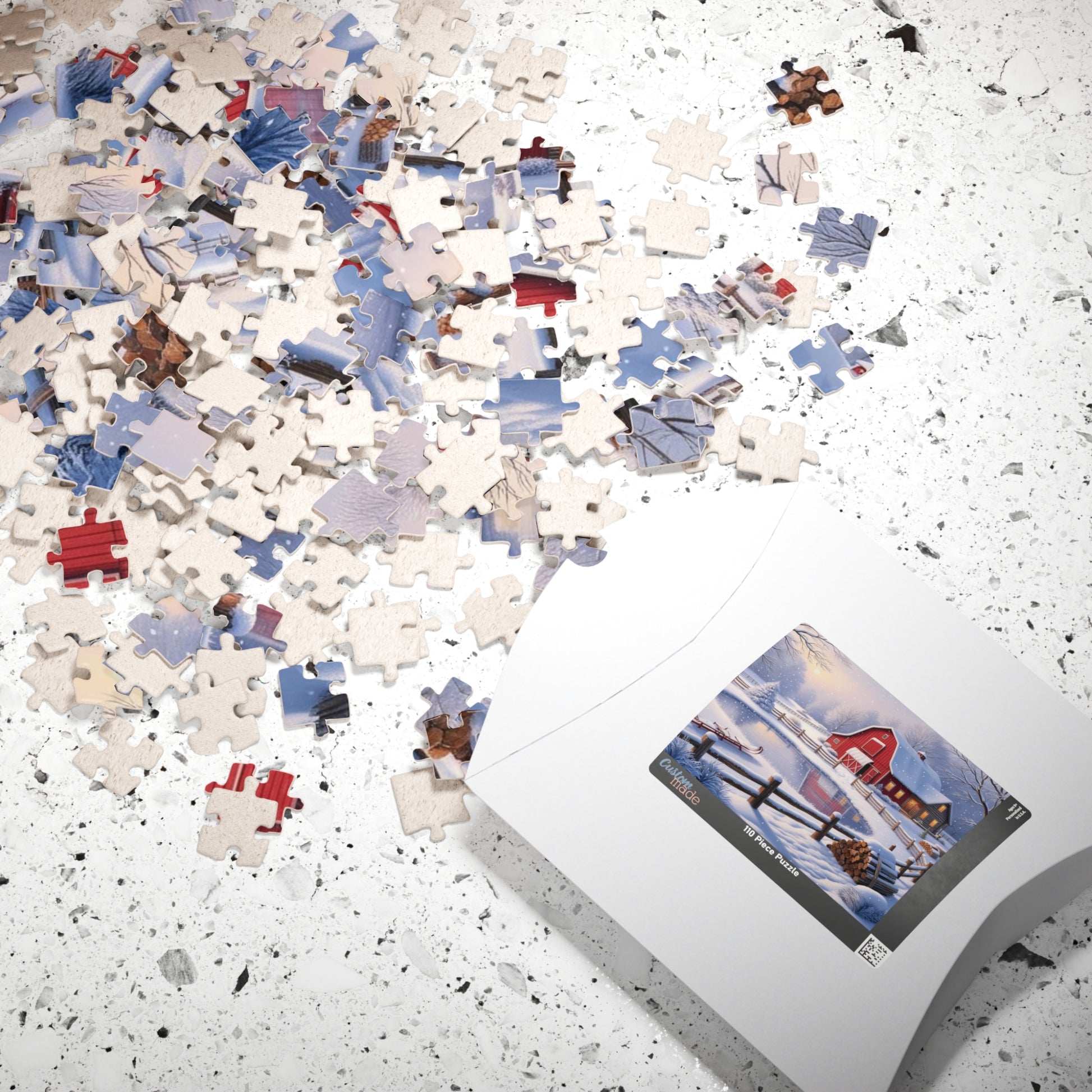Winter Farmhouse Puzzle, Landscape Jigsaw Game, Perfect for Family Nights, Holiday Fun, Home Decor, Gift for Puzzle Lover, Relaxing Activity Puzzle The Puzzle Chest