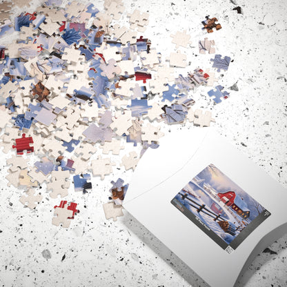 Winter Farmhouse Puzzle, Landscape Jigsaw Game, Perfect for Family Nights, Holiday Fun, Home Decor, Gift for Puzzle Lover, Relaxing Activity Puzzle The Puzzle Chest