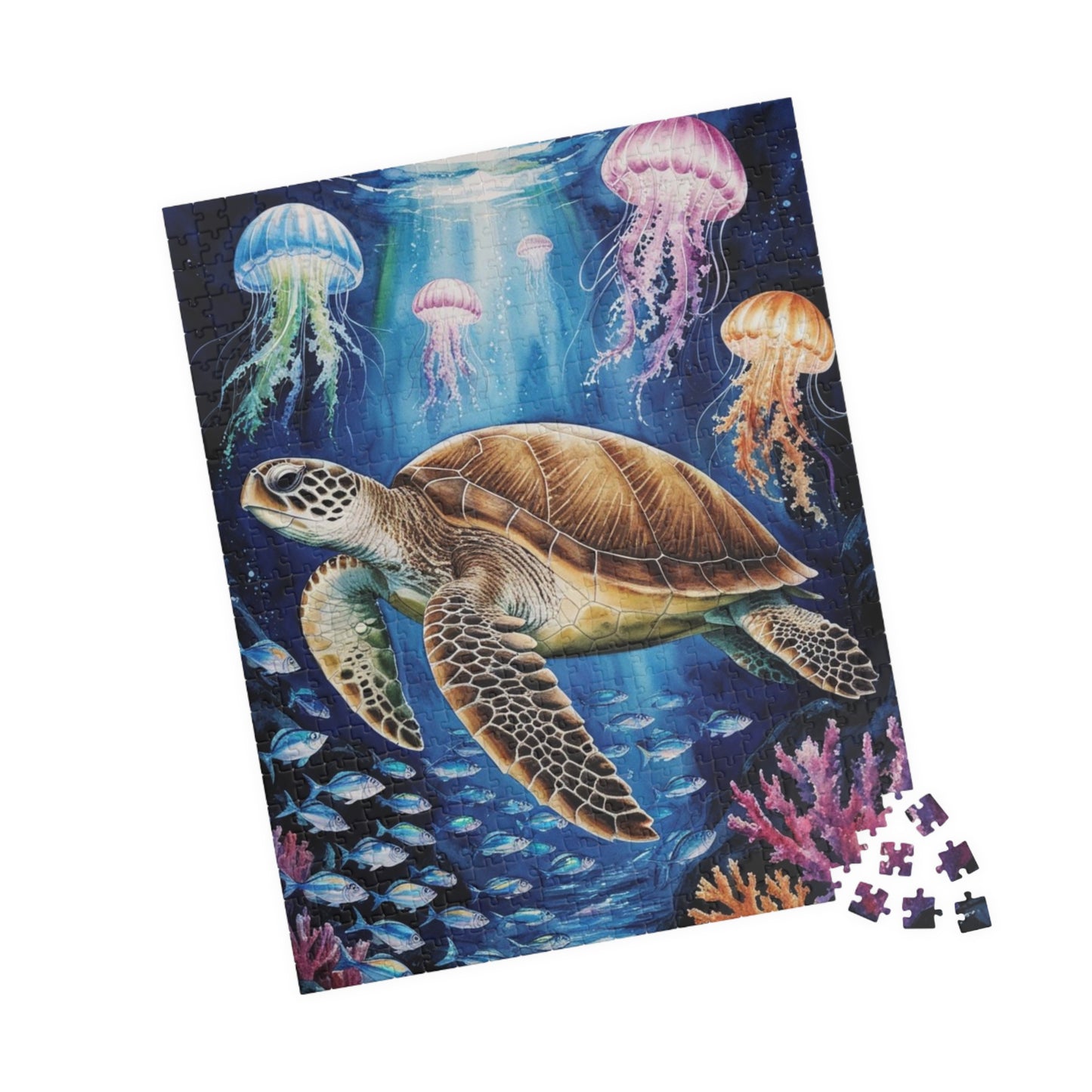 Jigsaw Puzzle, Sea Turtle Ocean Trench Glow in the Dark, 110 252 520 1014 Pieces, Family Game Night Gift, Relaxing Hobby Activity, Home