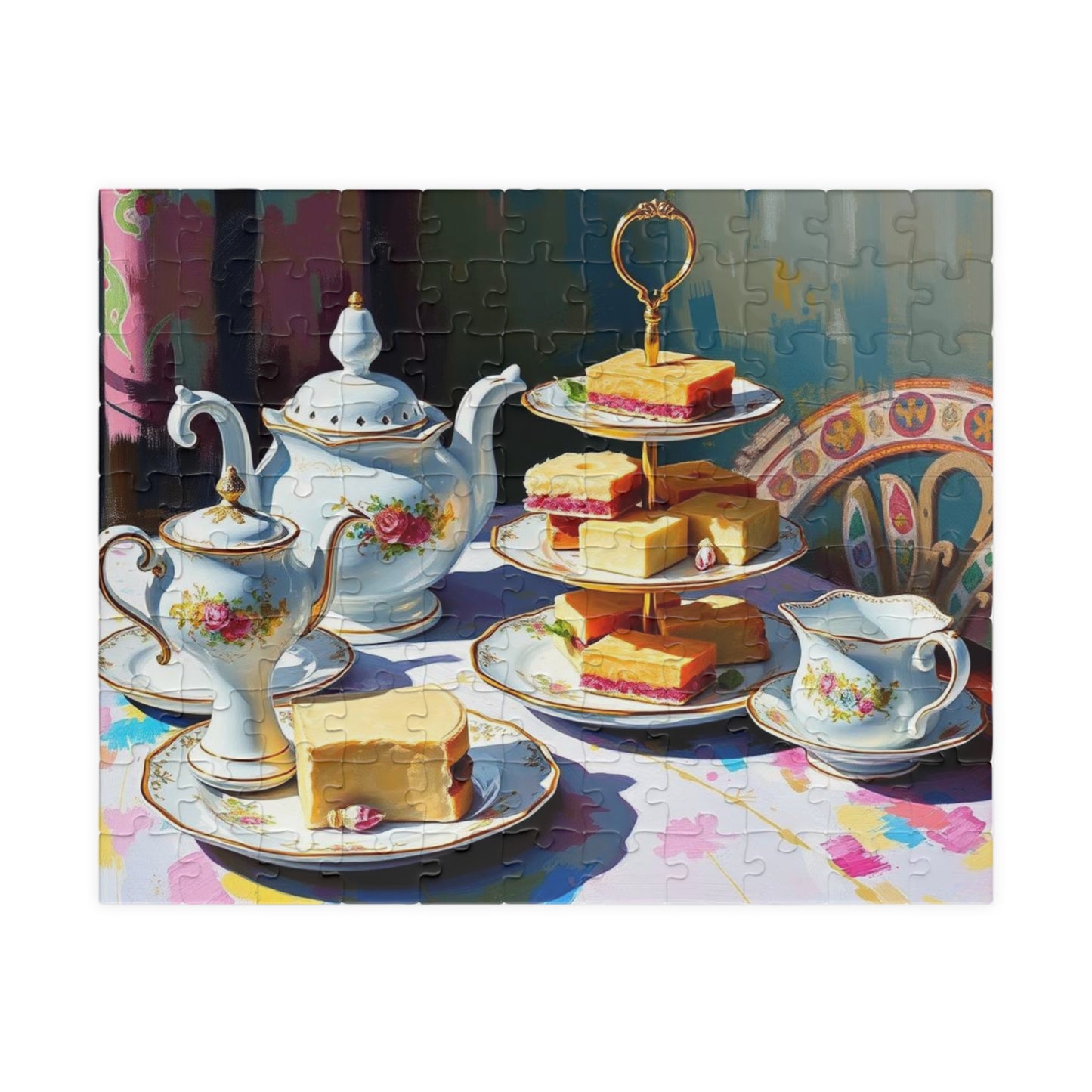 Elegant Afternoon Tea Puzzle for Adults - Whimsical Teapot and Scones Design, Gift for Tea Lovers, Family Game Night, Jigsaw Fun 110 pcs (Horizontal) Puzzle The Puzzle Chest