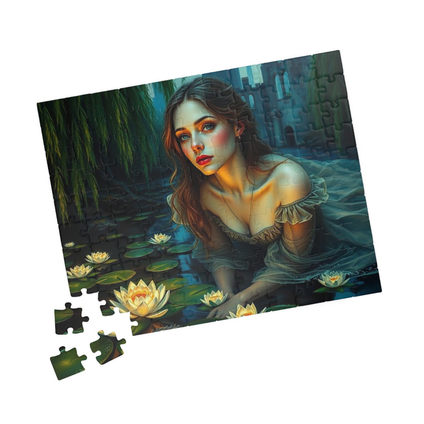Ophelia's Lament Jigsaw Puzzle - Lotus Flower, Gothic Puzzle, Dark Fantasy Puzzle Art Gift for Friend, Mindfulness Activity Puzzle The Puzzle Chest