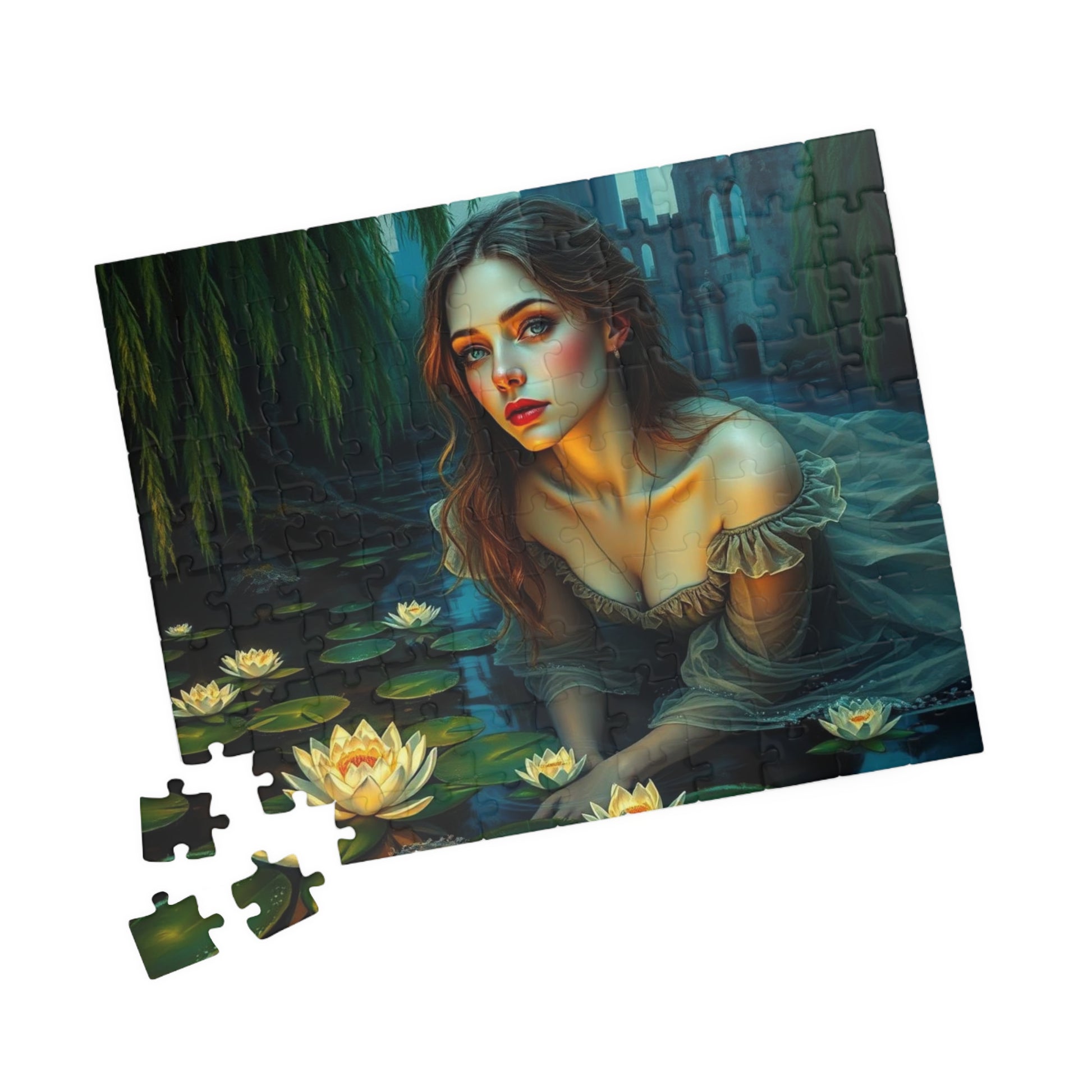 Ophelia's Lament Jigsaw Puzzle - Lotus Flower, Gothic Puzzle, Dark Fantasy Puzzle Art Gift for Friend, Mindfulness Activity Puzzle The Puzzle Chest