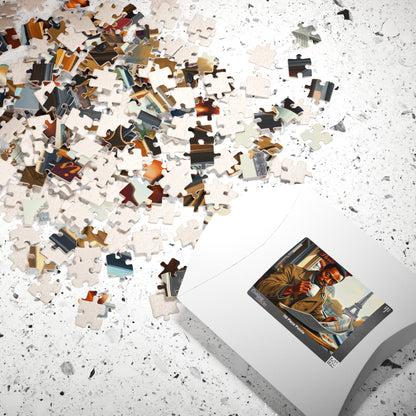 Parisian Café Puzzle - Black Man Reading a Newspaper | Relaxing Jigsaw Game, Puzzle Lover Gift for Friends, Home Entertainment, Family Fun Puzzle The Puzzle Chest